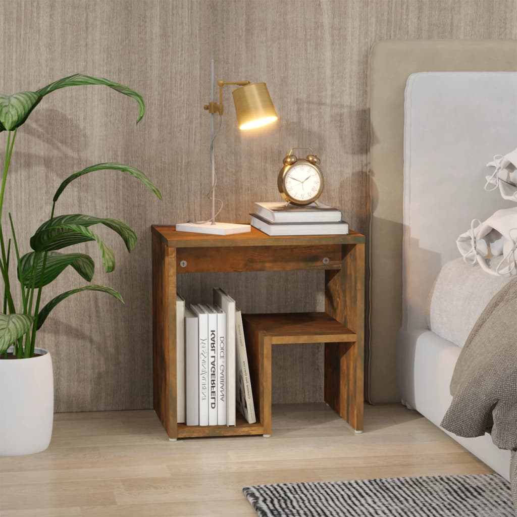 Bedside table 40x30x40 cm processed wood smoked oak