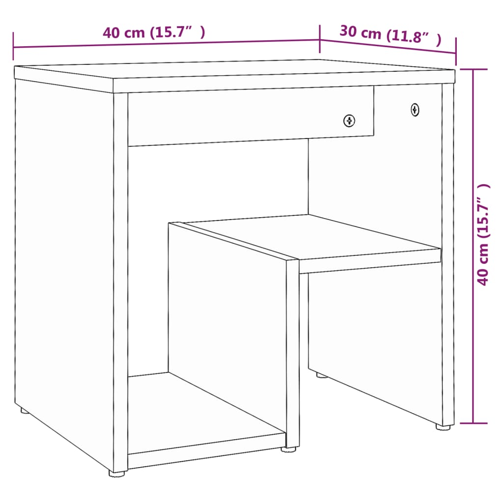 Bedside tables 2 pcs 40x30x40 cm wood processed Sonoma grey