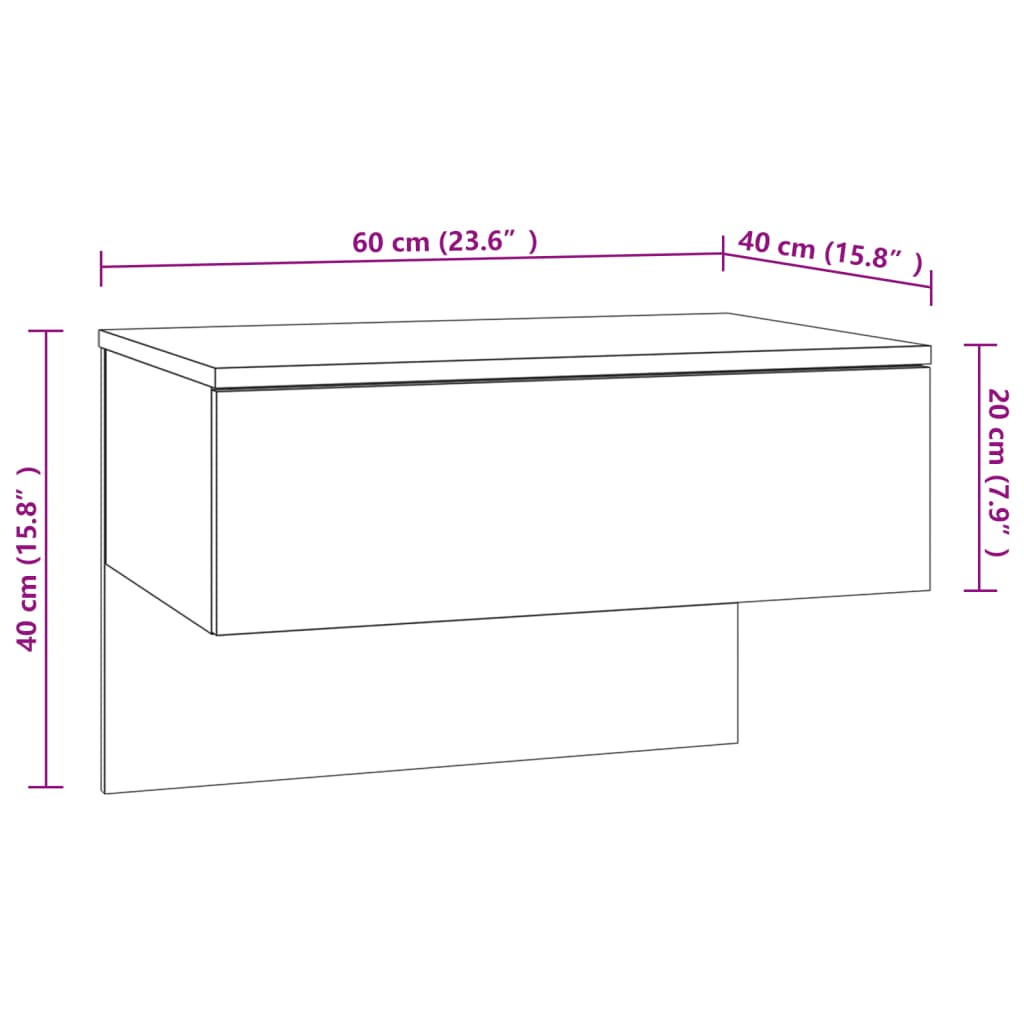 Mesa de cabeceira montagem na parede preto