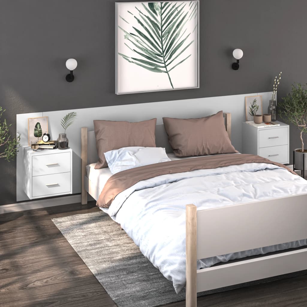 Wall Mounted Bedside Table White
