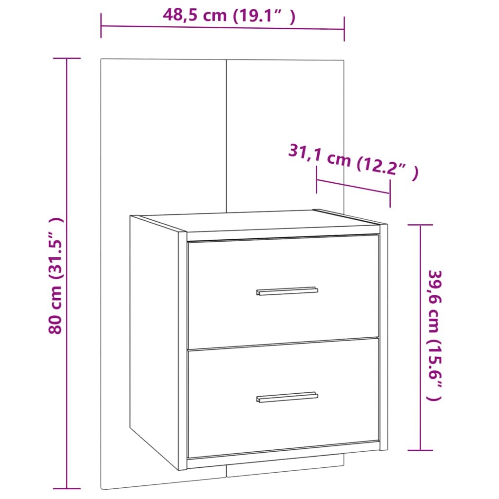 Wall Mounted Bedside Table White