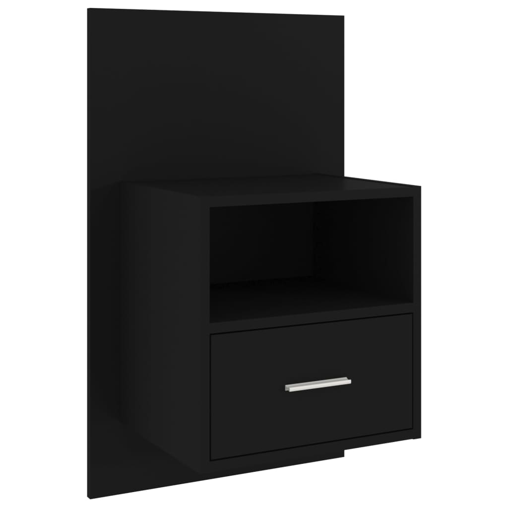 Bedside tables wall mount 2 pcs black