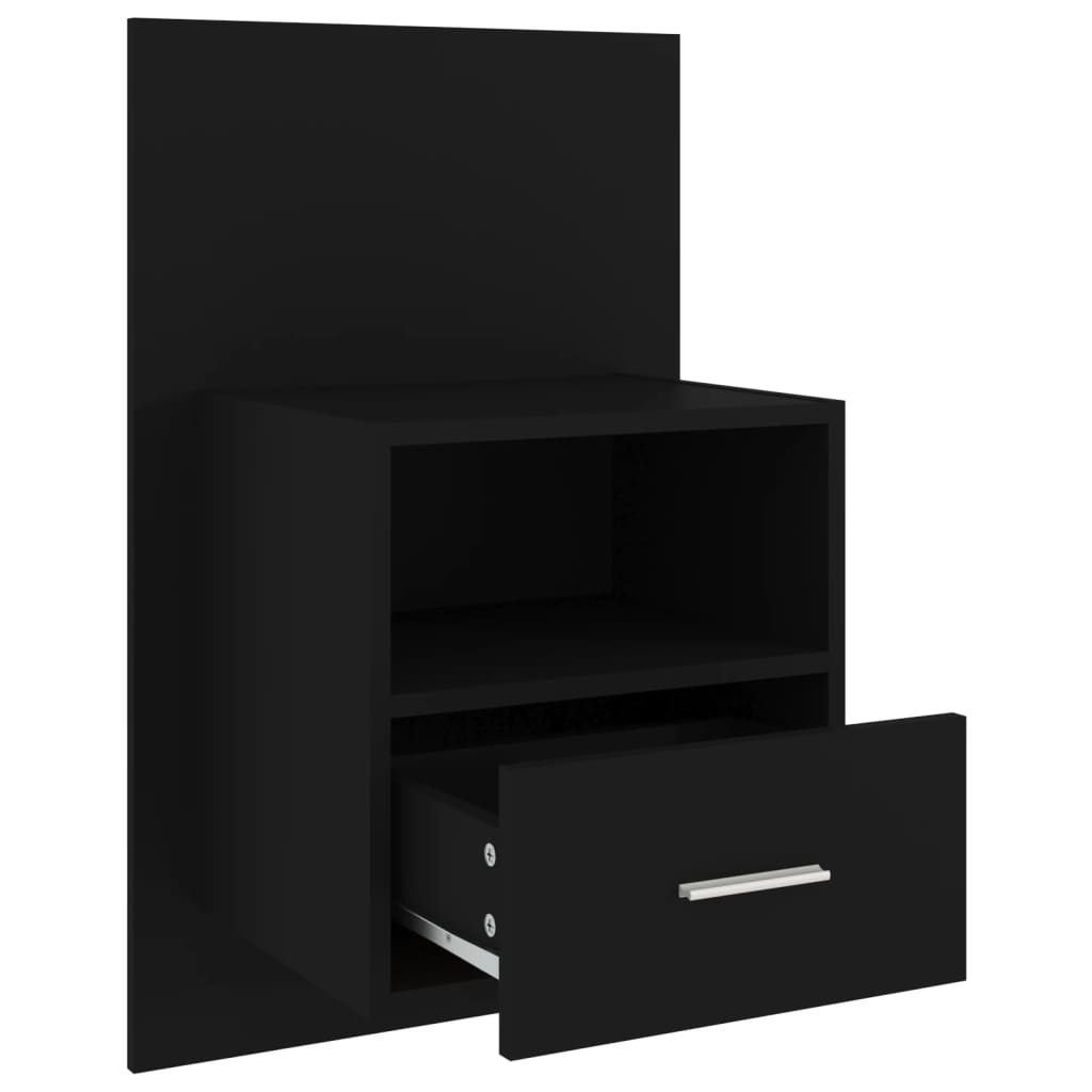 Bedside tables wall mount 2 pcs black