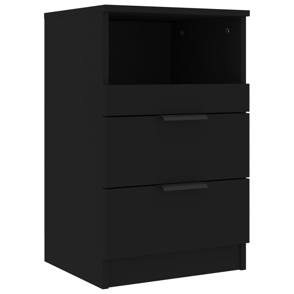 Bedside tables 2 pcs processed wood black
