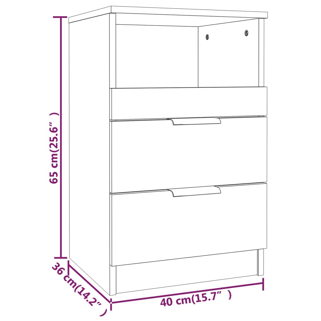 Bedside tables 2 pcs processed wood black