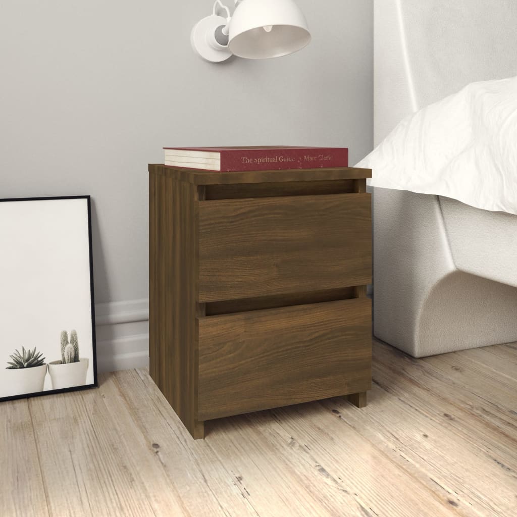 Bedside table 2pcs 30x30x40cm derived from brown oak wood