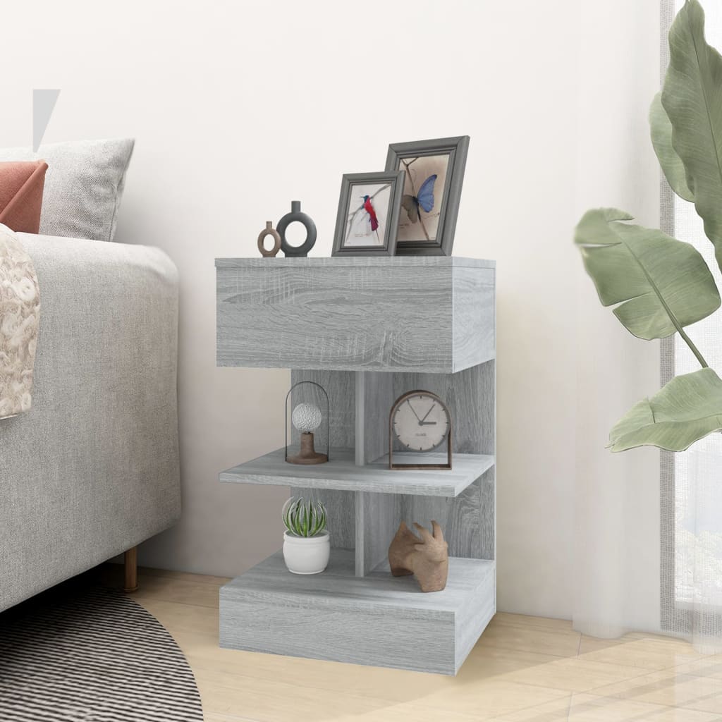 Bedside table 2pcs 40x35x65cm wood derivative grey sonoma