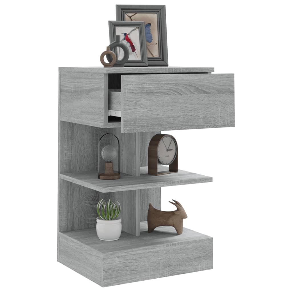 Bedside table 2pcs 40x35x65cm wood derivative grey sonoma