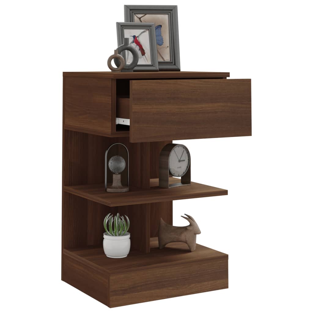 Bedside table 2pcs 40x35x65cm derived from brown oak wood