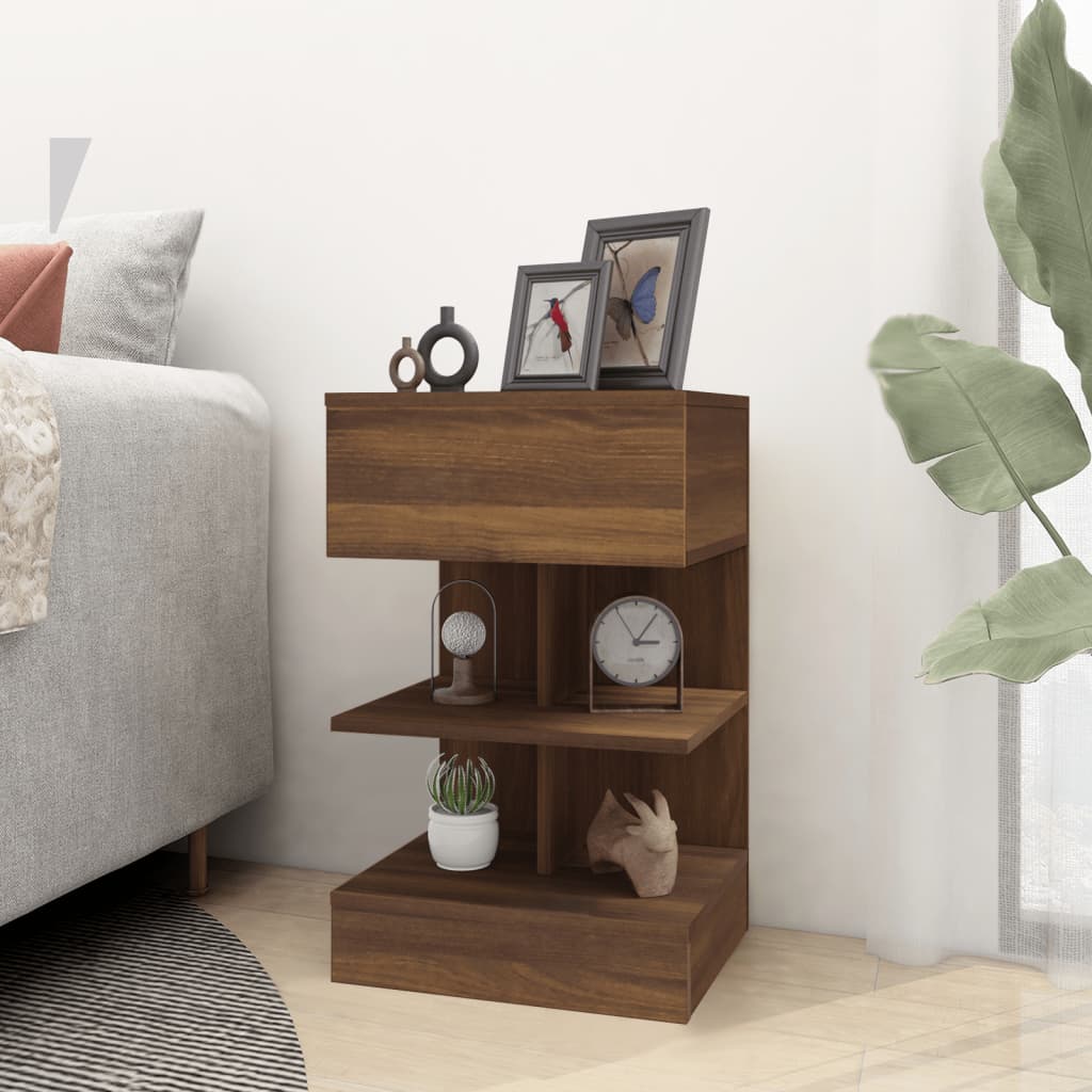 Bedside table 2pcs 40x35x65cm derived from brown oak wood