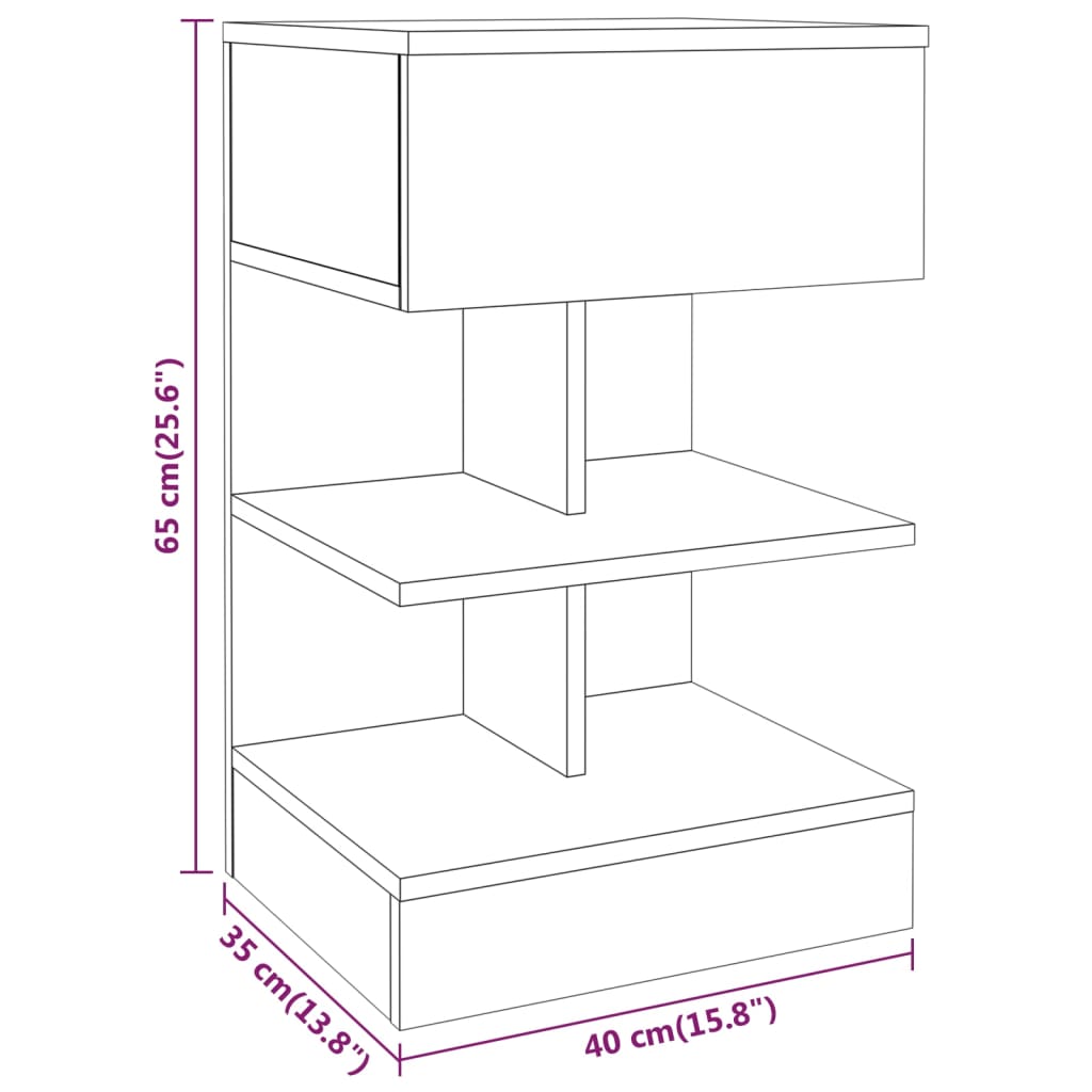 Bedside table 2pcs 40x35x65cm derived from brown oak wood