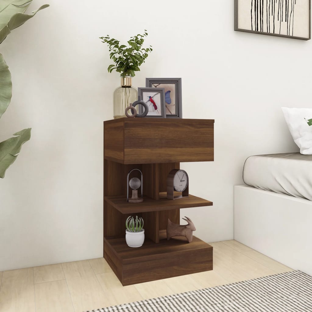 Bedside table 2pcs 40x35x65cm derived from brown oak wood