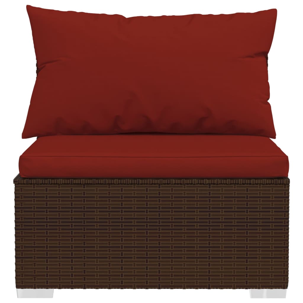 10 pcs conjunto lounge jardim c/ almofadões vime PE castanho