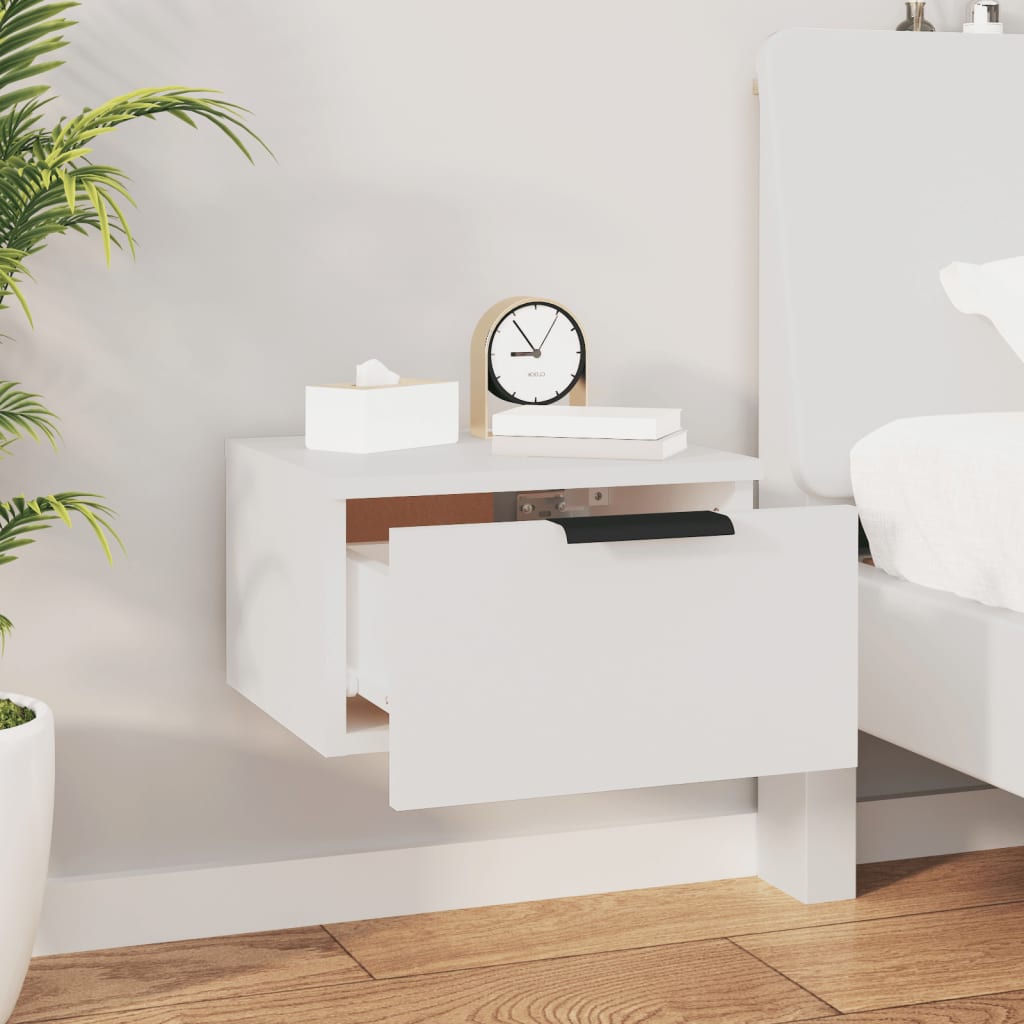 Bedside table wall mount 34x30x20 cm white