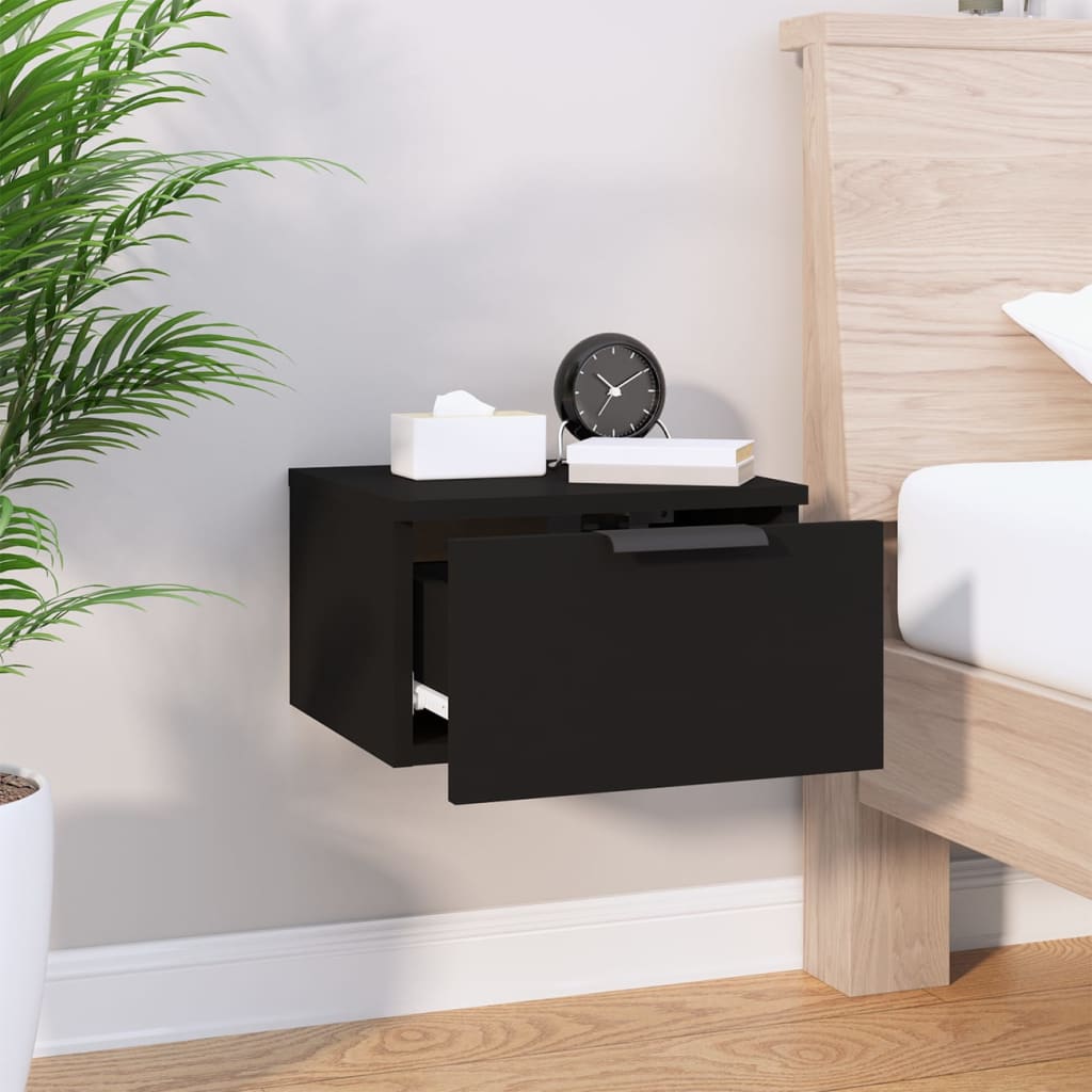 Wall Mount Bedside Table 34x30x20 cm Black