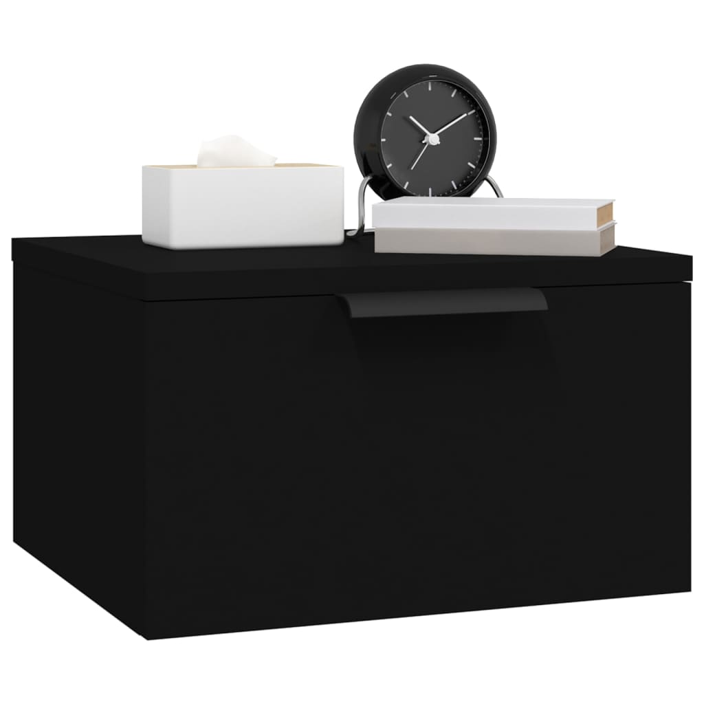 Wall Mount Bedside Table 34x30x20 cm Black