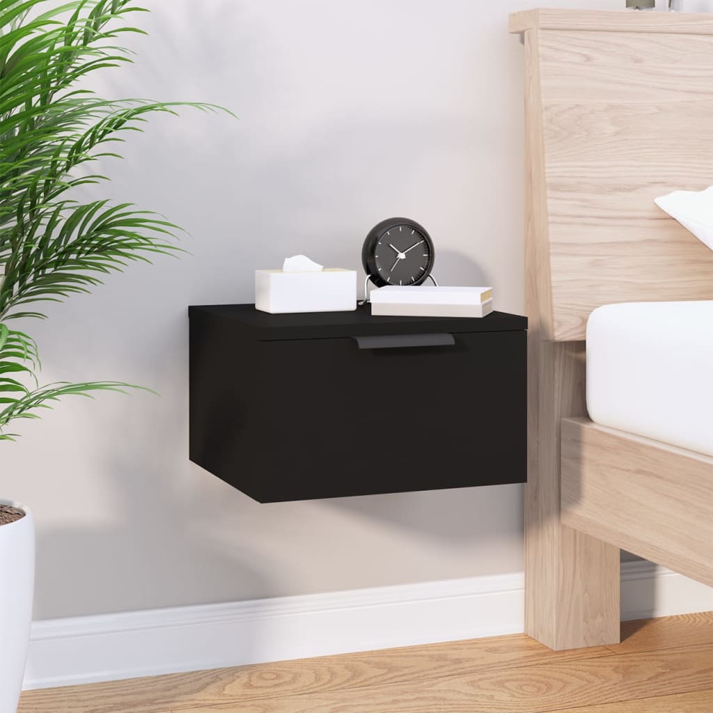 Wall Mount Bedside Table 34x30x20 cm Black