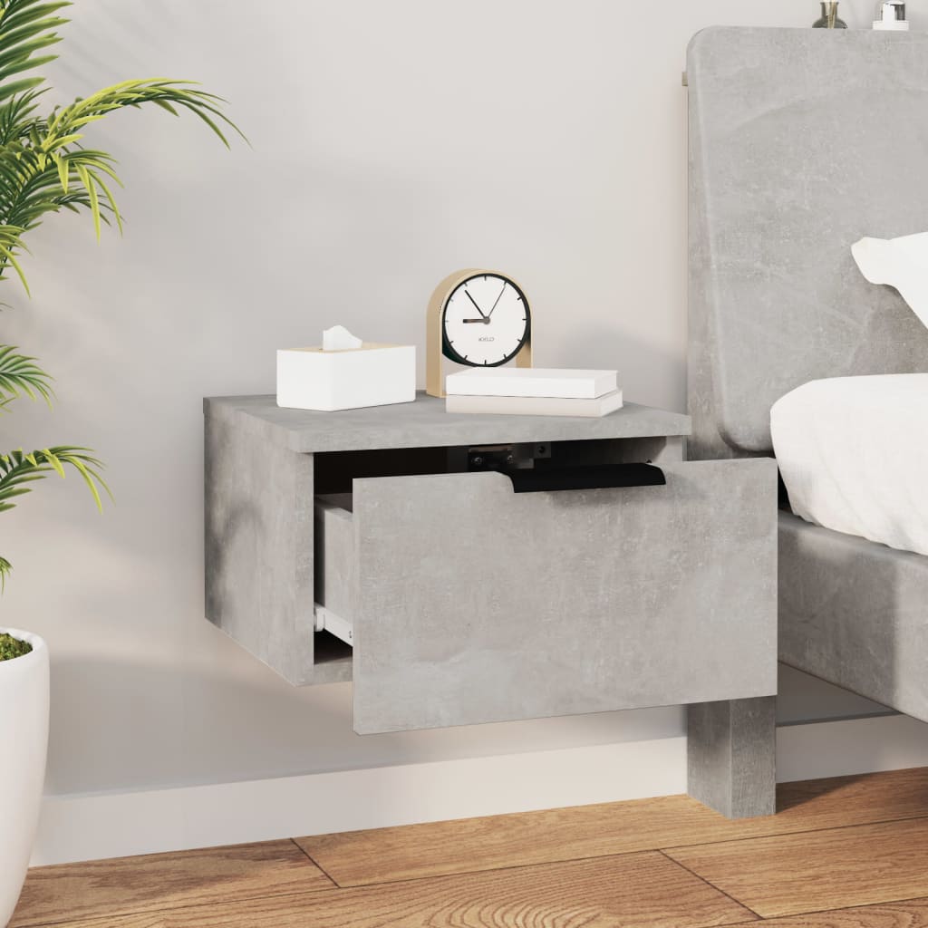 Wall mounted bedside table 34x30x20 cm cement grey