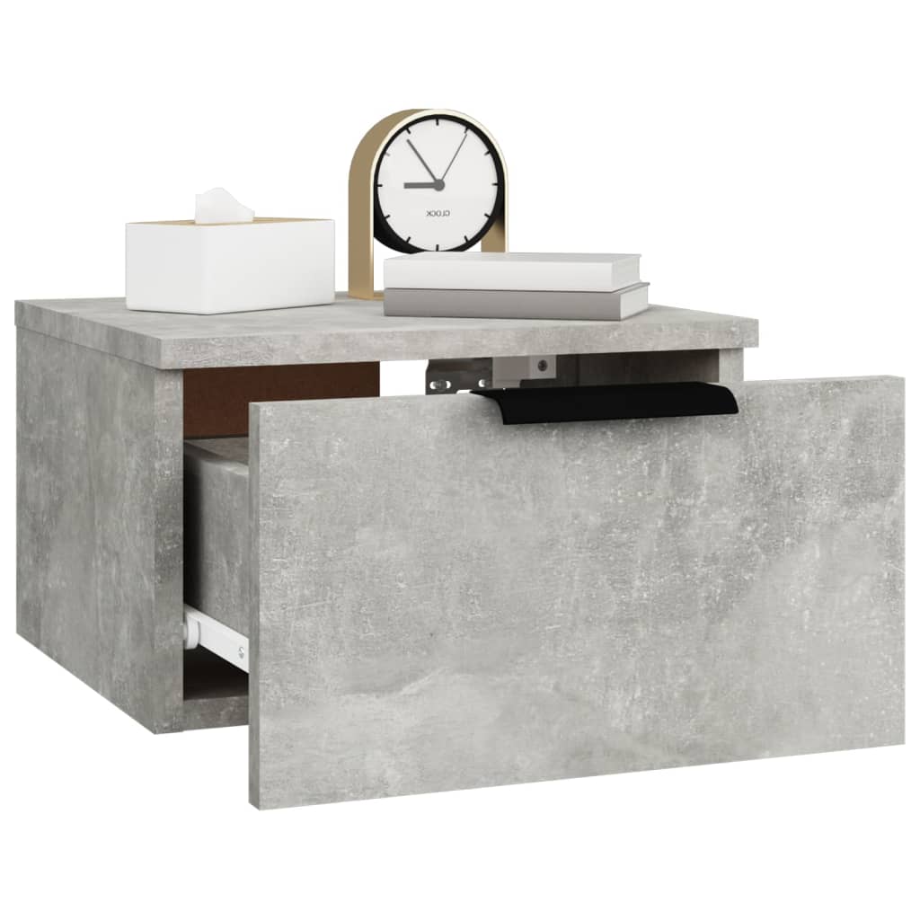 Wall mounted bedside table 34x30x20 cm cement grey