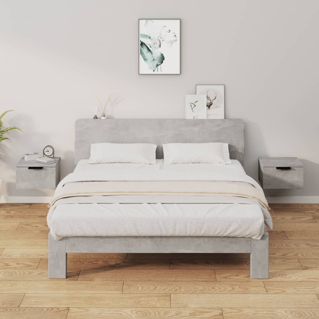 Bedside tables wall 2 pcs 34x30x20 cm cement grey