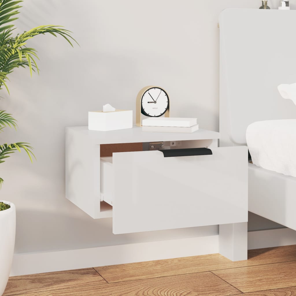 Bedside tables wall 34x30x20 cm glossy white