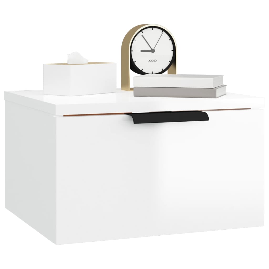 Bedside tables wall 34x30x20 cm glossy white