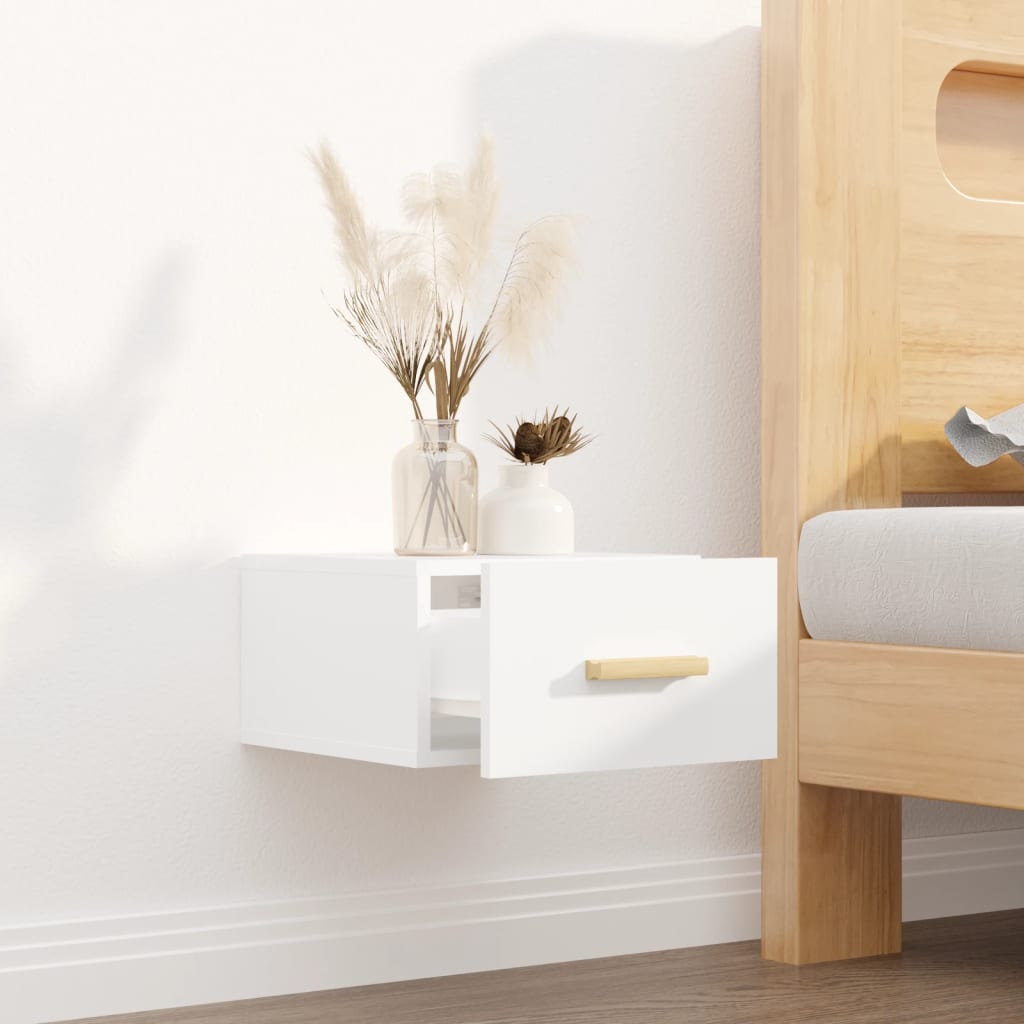 Bedside table wall mount 35x35x20 cm white