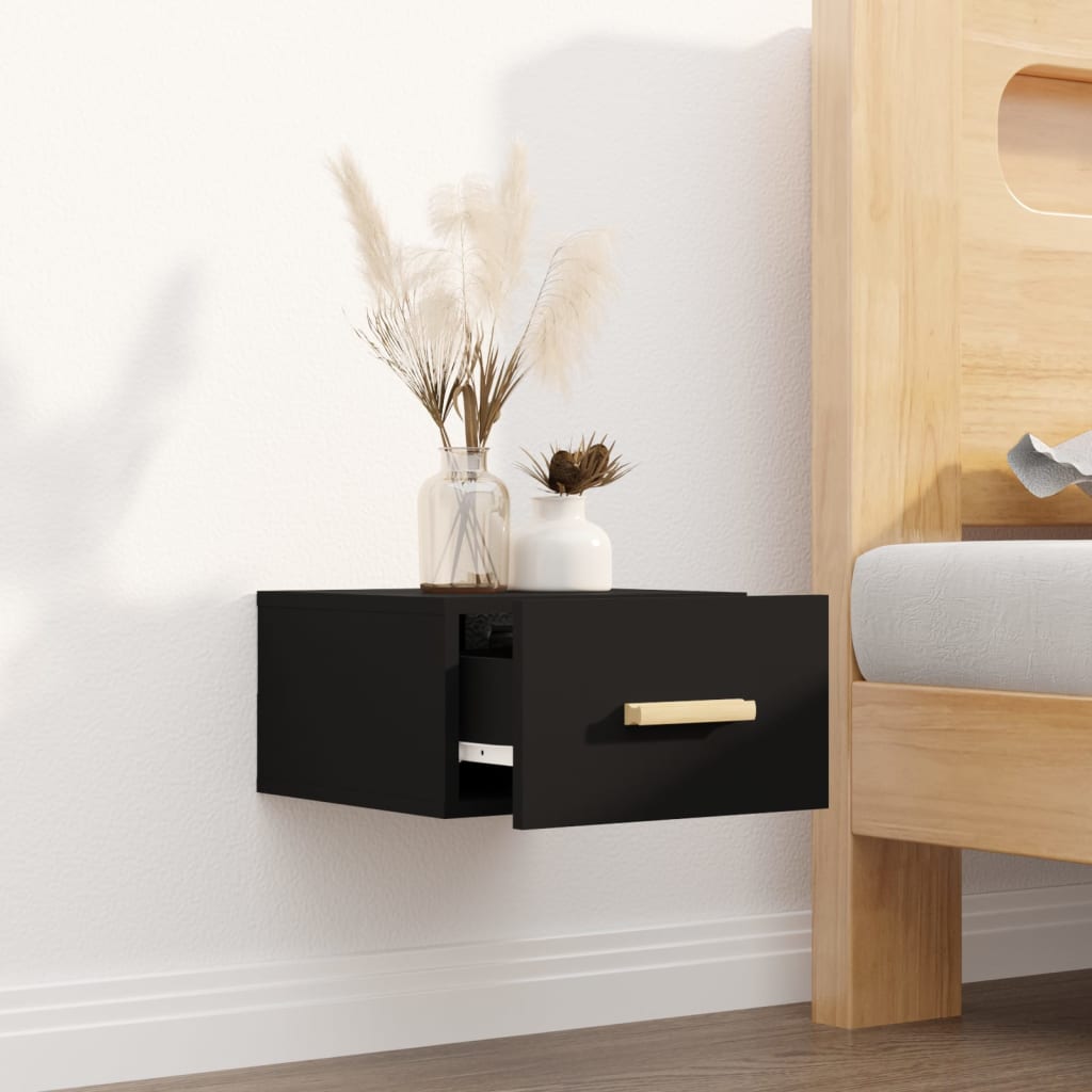 Bedside table wall mount 35x35x20 cm black