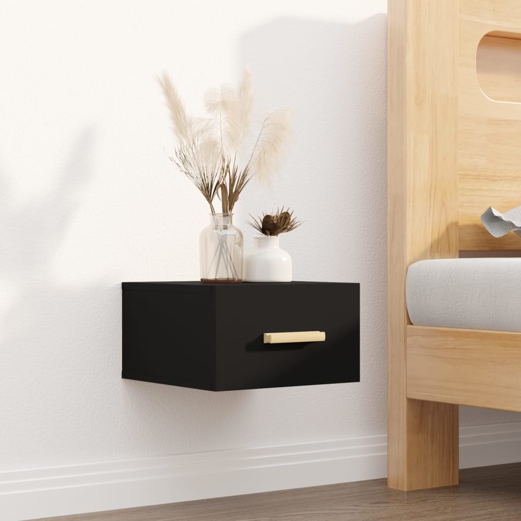 Bedside table wall mount 35x35x20 cm black