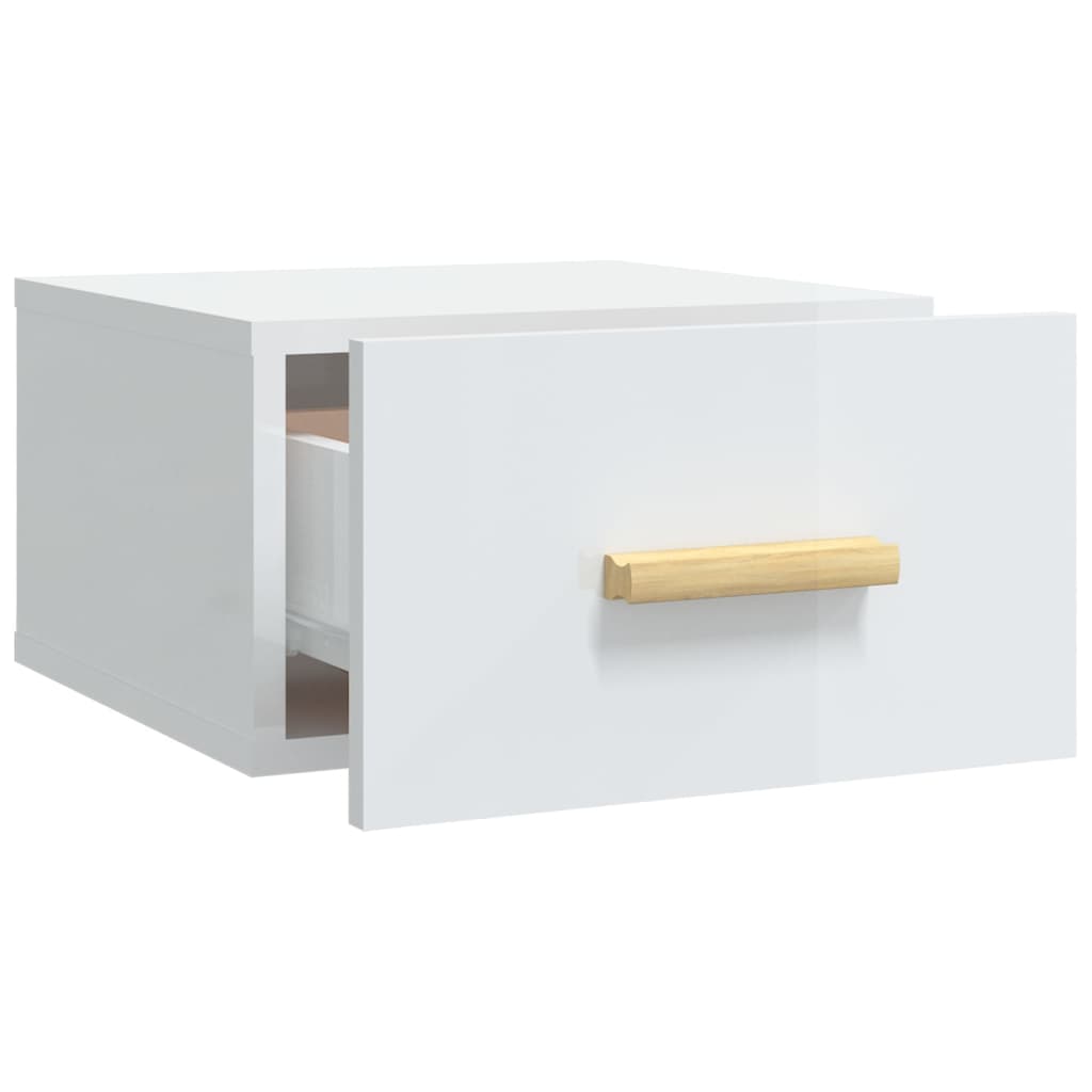 Mesas de cabeceira parede 2 pcs 35x35x20 cm branco brilhante