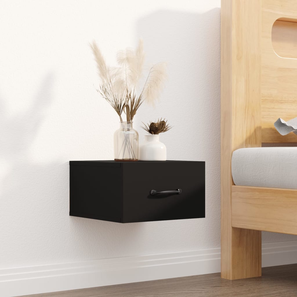 Bedside tables wall mounting 2 pcs 35x35x20 cm black