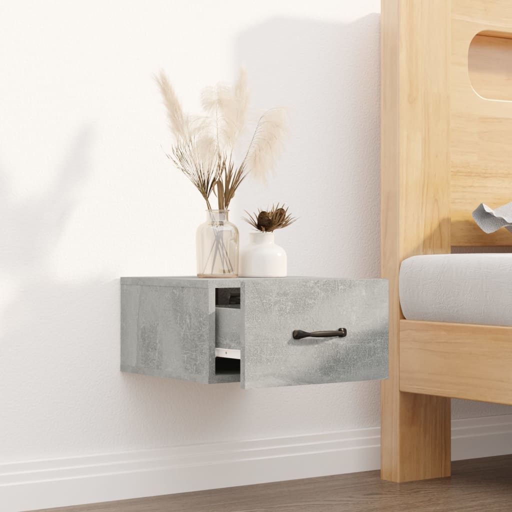 Wall mounted bedside table 35x35x20 cm cement grey