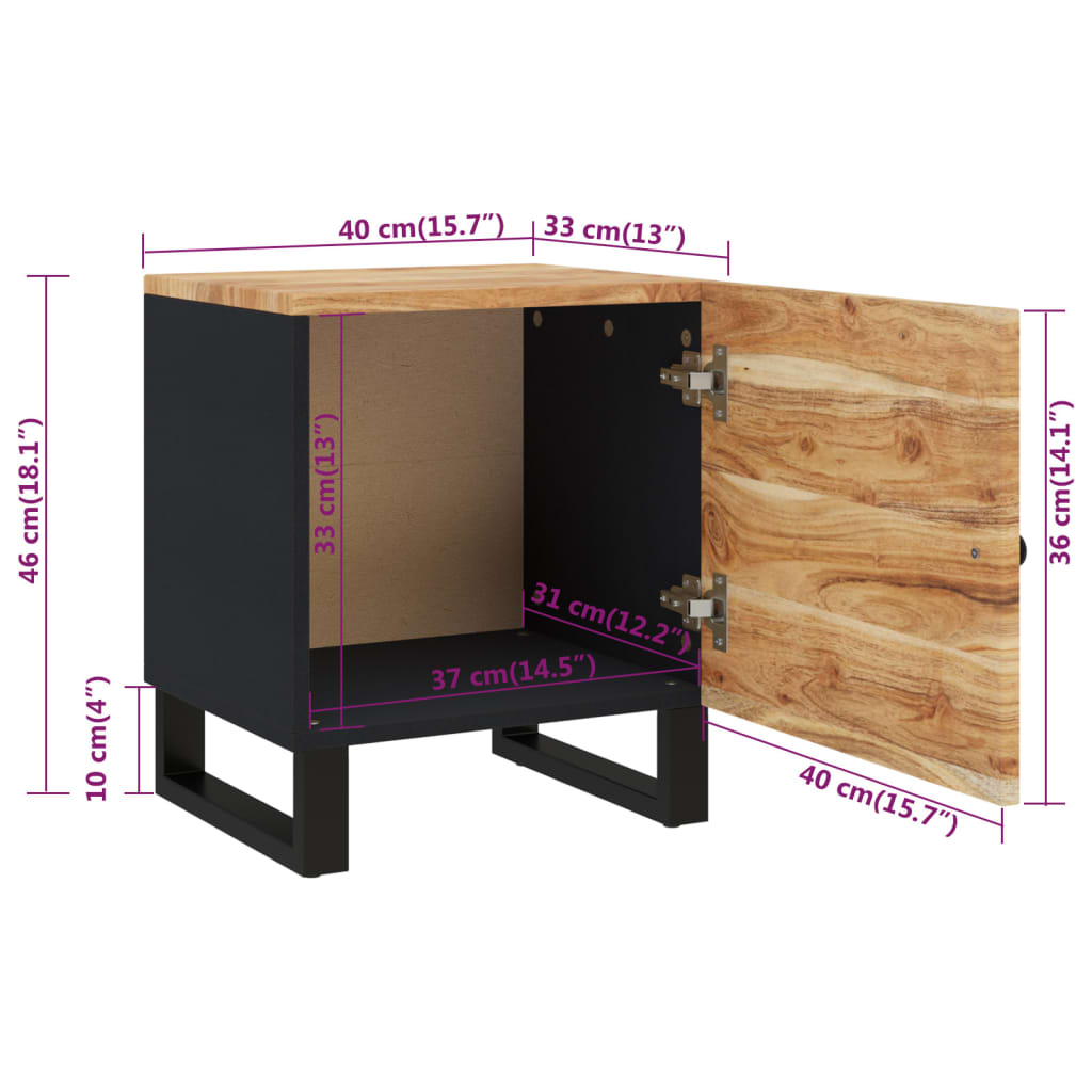 Bedside table 40x33x46 cm solid acacia wood