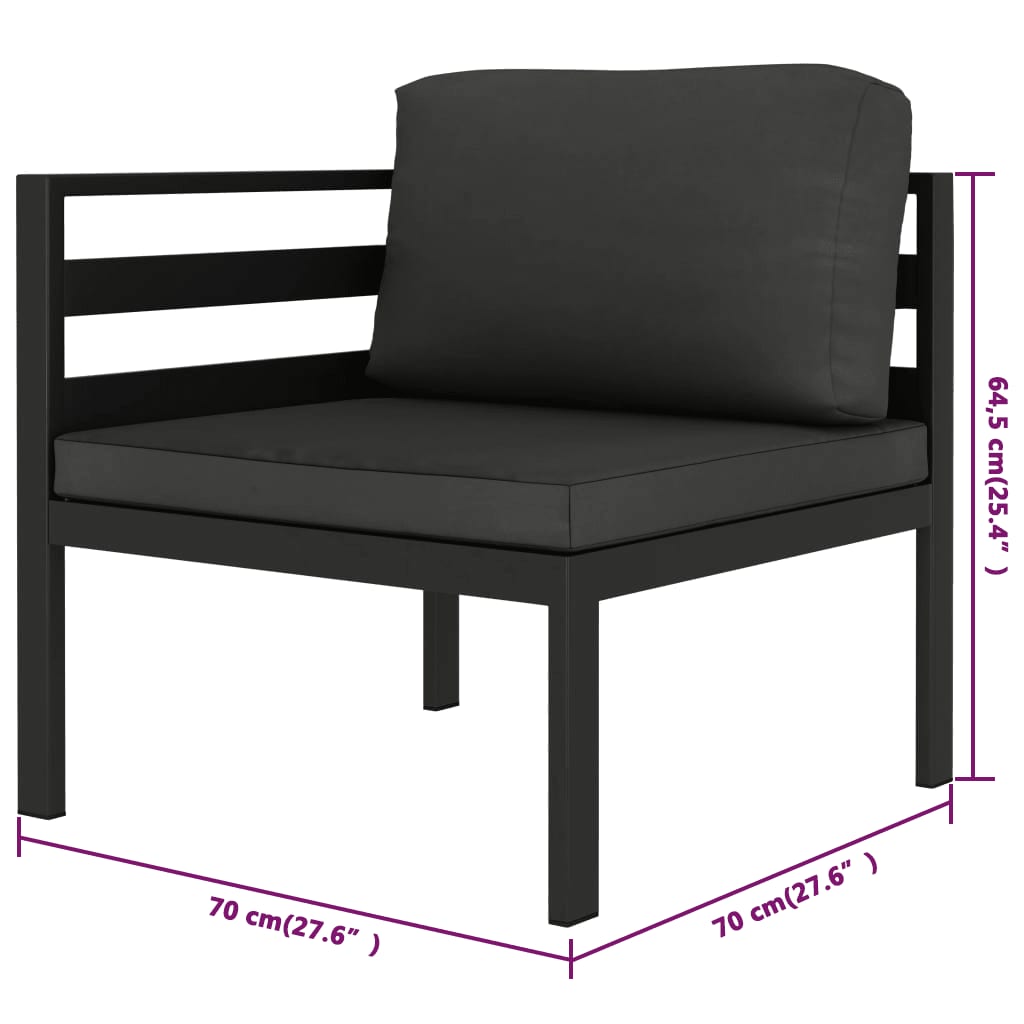10 pcs conjunto lounge jardim com almofadões alumínio antracite