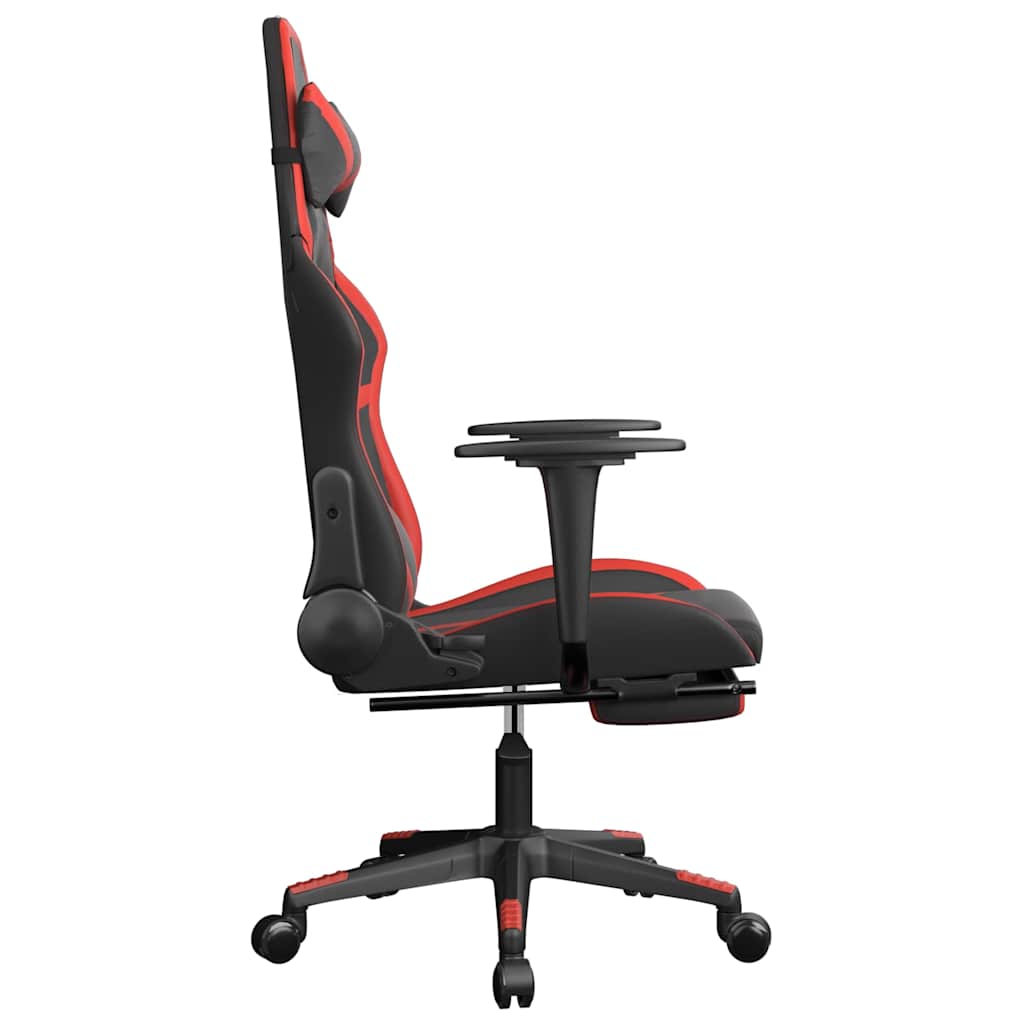 Cadeira gaming massagem + apoio pés couro artif. preto/vermelho