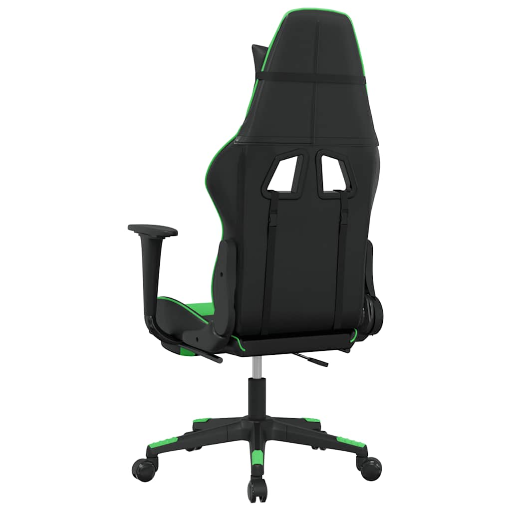 Cadeira gaming massagens c/ apoio pés couro artif. preto/verde