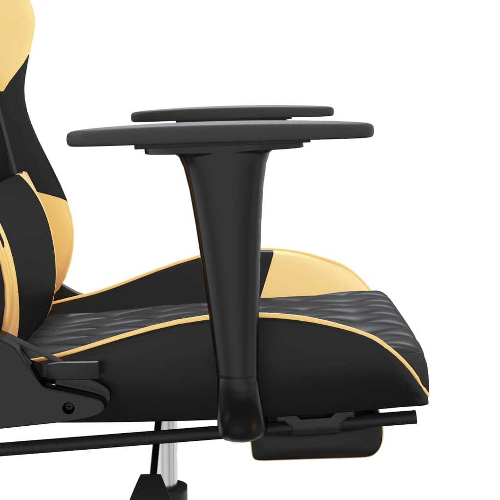 Cadeira gaming massagens c/ apoio pés couro artif. Ouro/Preto