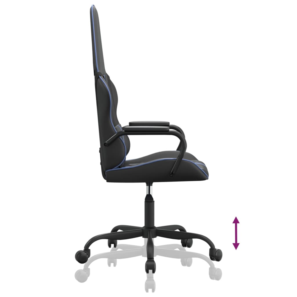 Cadeira gaming de massagens couro artificial azul e preto