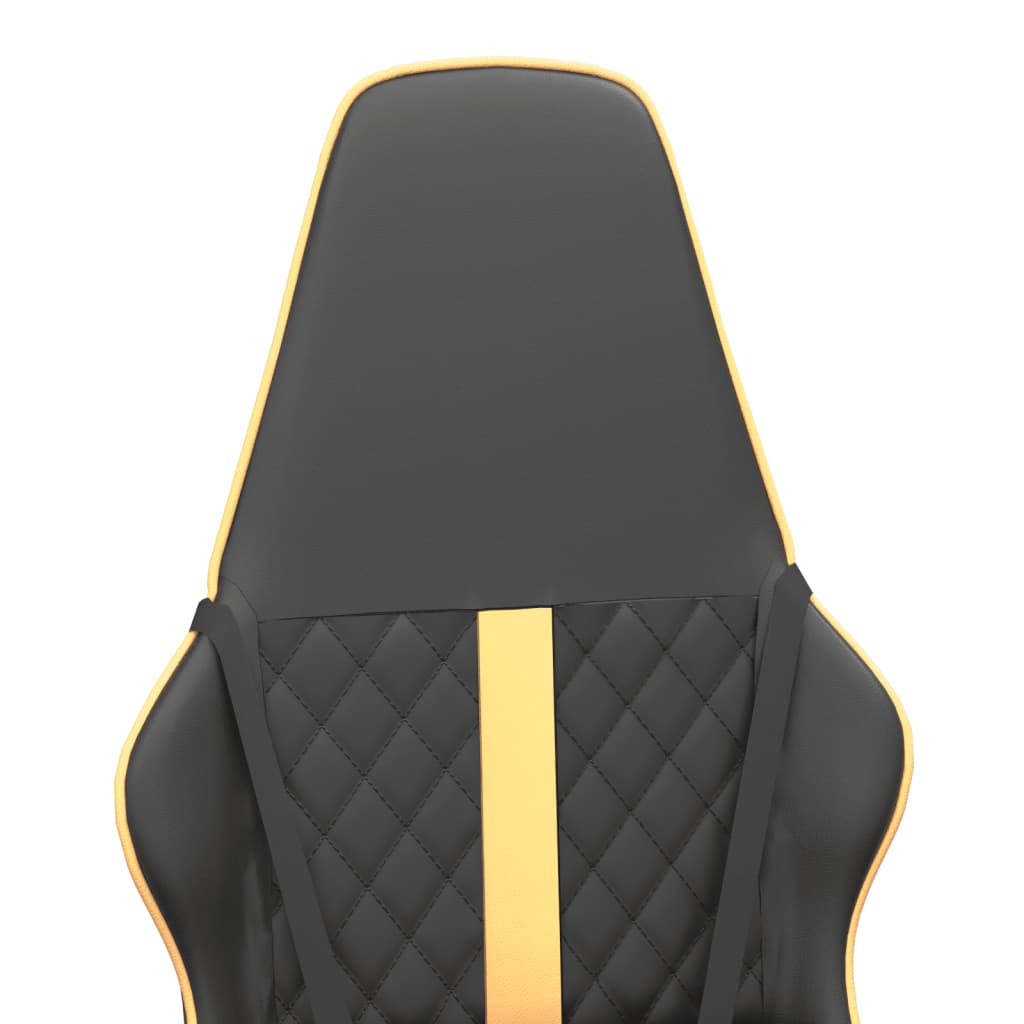 Cadeira gaming de massagens couro artificial dourado e preto