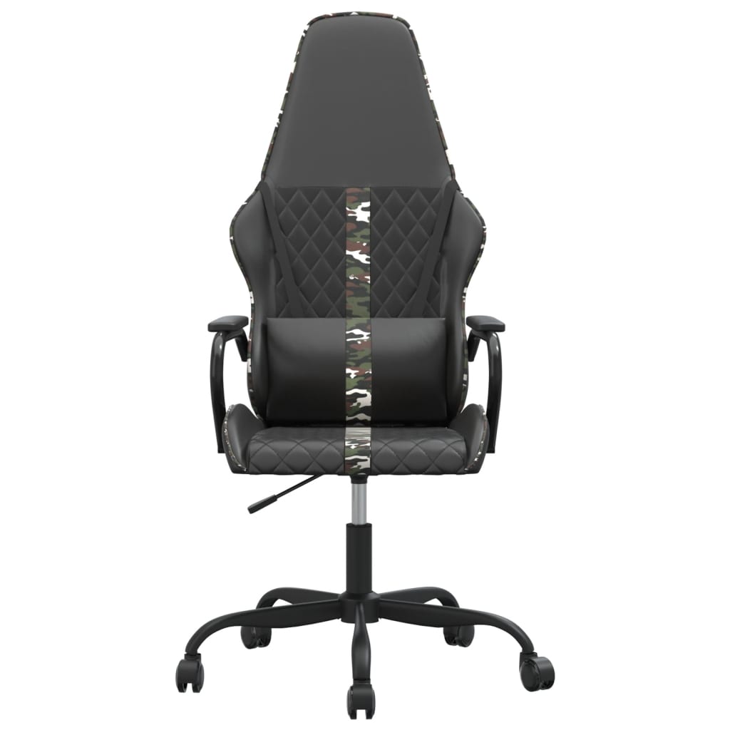 Cadeira gaming massagens couro artificial camuflagem e preto
