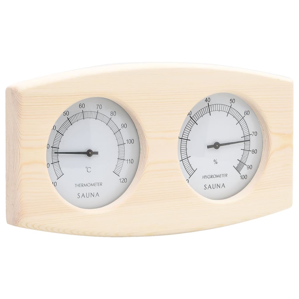 2 in 1 sauna hygrothermograph/timer set. solid pine sand