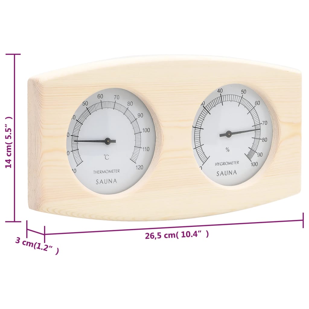 2 in 1 sauna hygrothermograph/timer set. solid pine sand