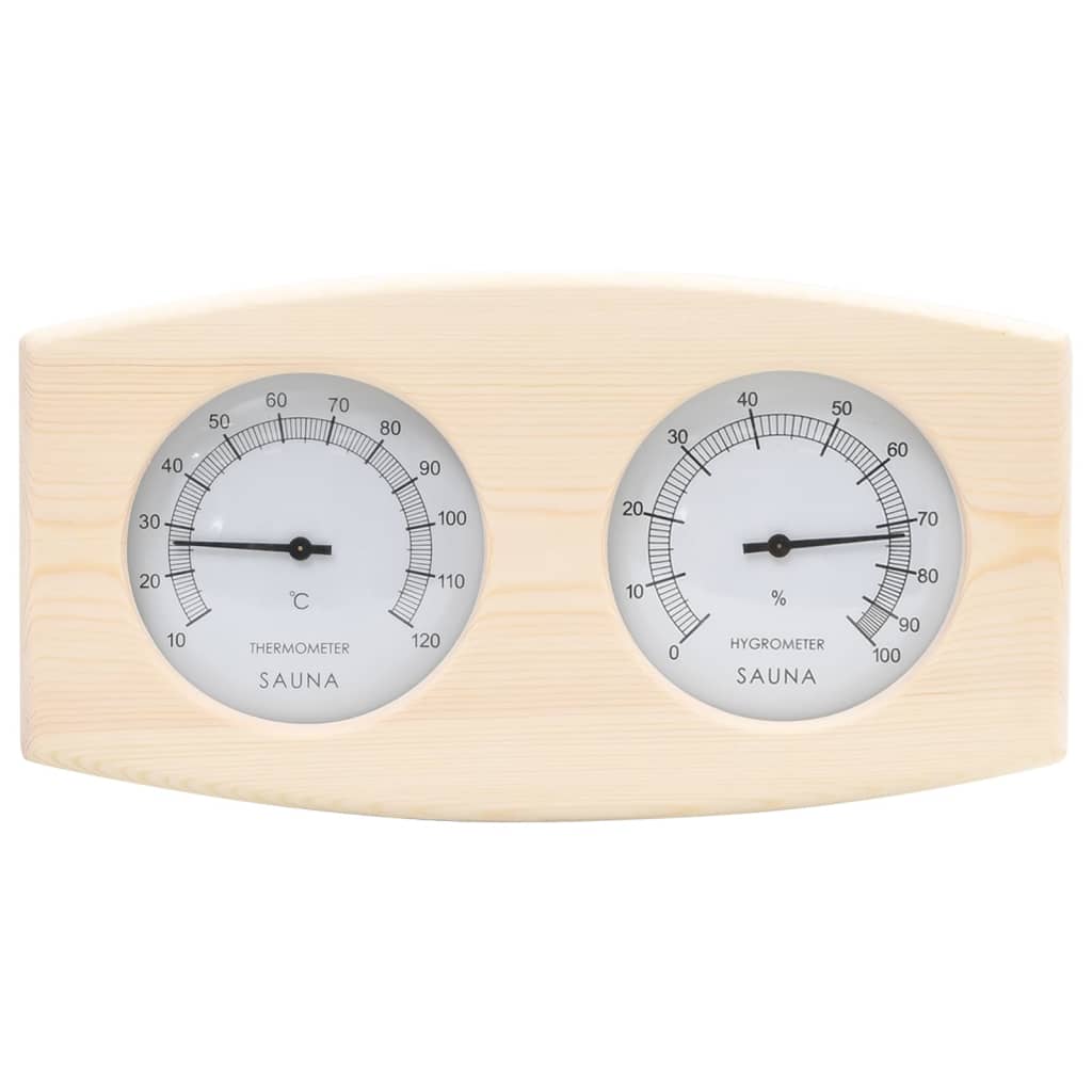 2 in 1 sauna hygrothermograph/timer set. solid pine sand