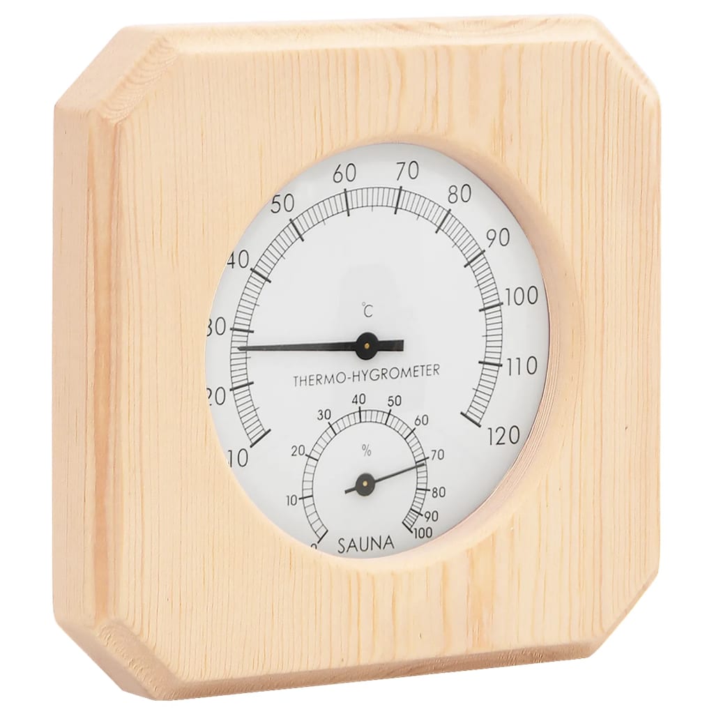 2 in 1 sauna hygrothermograph/timer set. solid pine sand