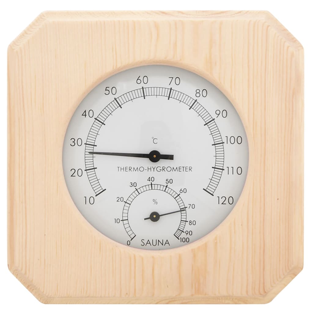 2 in 1 sauna hygrothermograph/timer set. solid pine sand