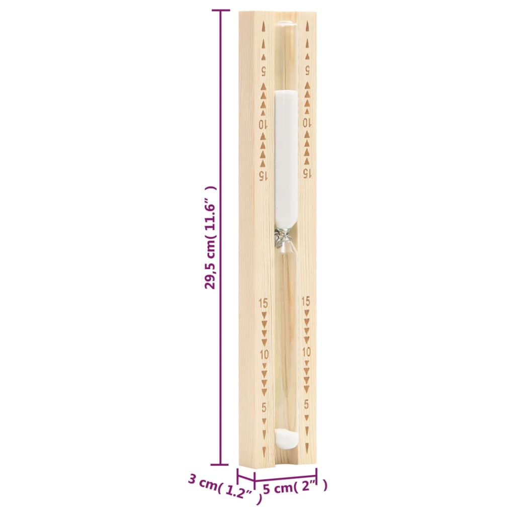 15min sand timer for sauna solid pine wood