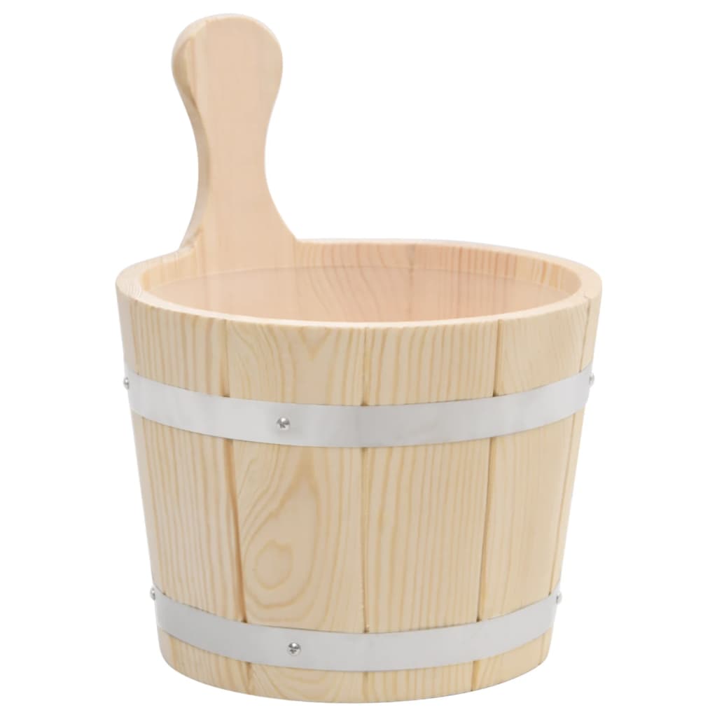 Conjunto de balde e concha de sauna madeira de pinho maciça