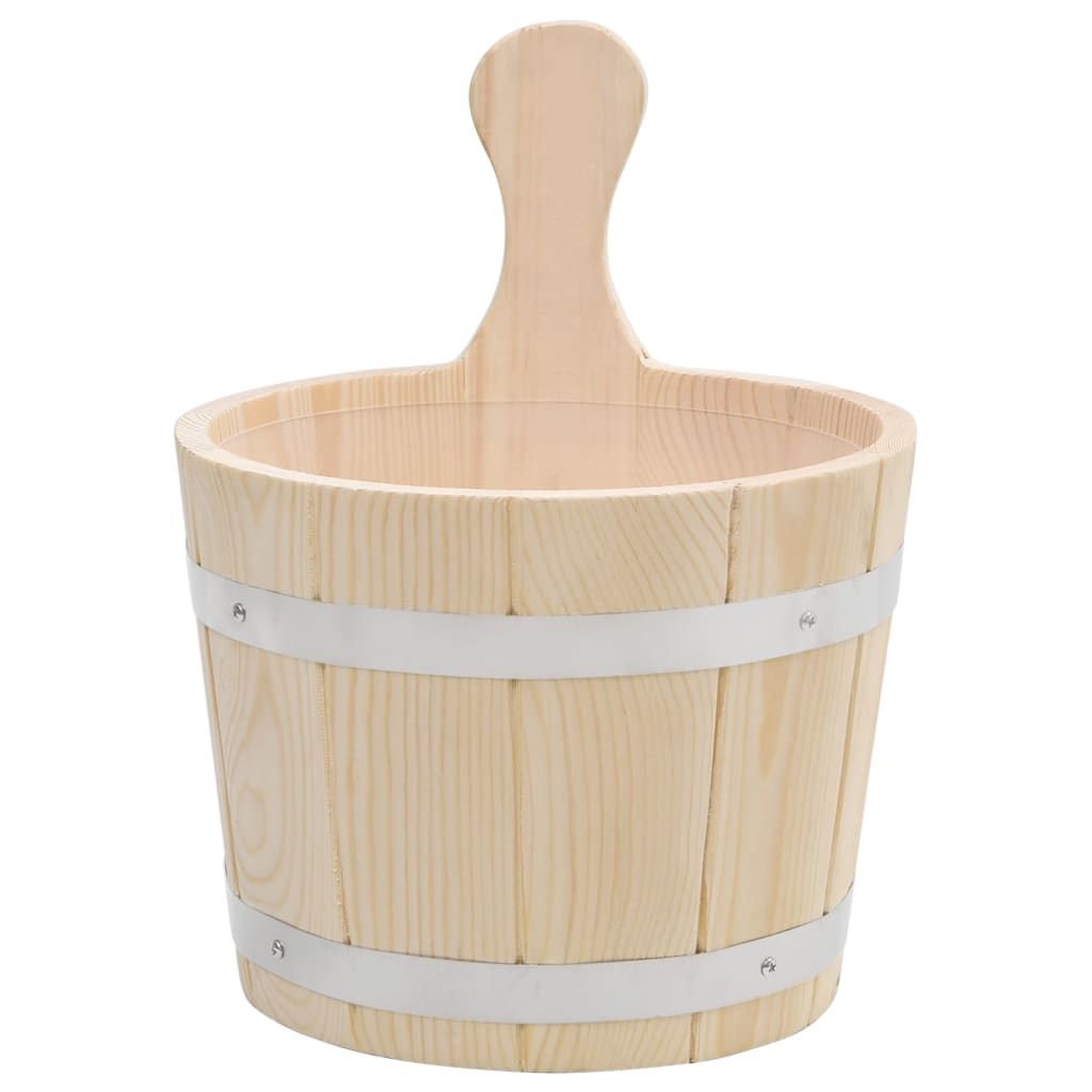 Conjunto de balde e concha de sauna madeira de pinho maciça