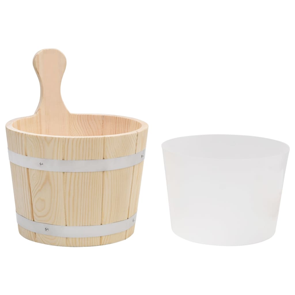 Conjunto de balde e concha de sauna madeira de pinho maciça