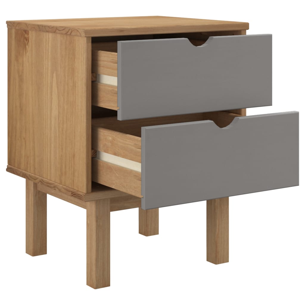 OTTA bedside table 45x39x57 cm solid pine brown/grey